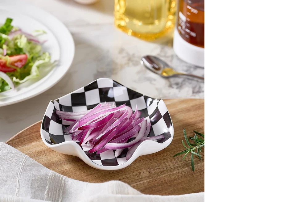 Reposacuchara de cerámica: patrón blanco y negro, soporte para utensilios de cocina de 5,3 pulgadas Foto 3 de 4