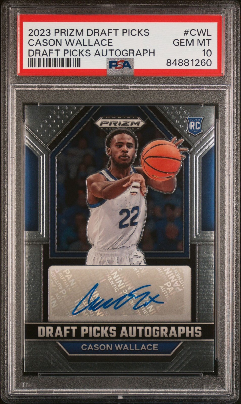 PSA 10 - CASON WALLACE Auto - 2023 Prizm Draft Picks Autograph - 2023-24 Rookie