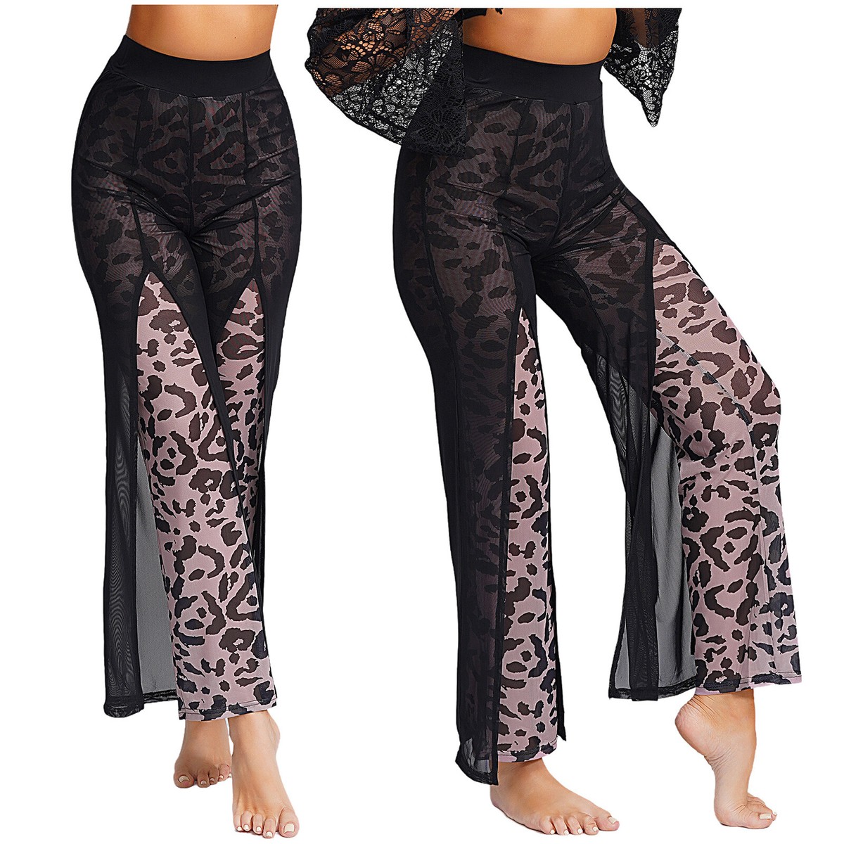 Women's Double Layered Dance Pants With Side Slits - Wide Leg Yoga Practice Pants For Ballet & Sports