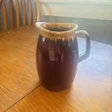Vintage Hull Oven Proof USA Brown Drip Glaze Jug Syrup Pitcher  Vase Home Decor