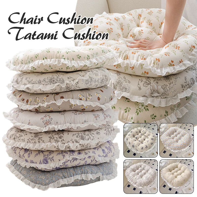 Floral Double-Layer Yarn Cushion Tatami Mat Chair Cushion Breathable and Soft - Image 2 of 4