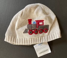 NWT Gymboree Holiday Express 2T-5T Tan Jersey Lined Train Sweater Hat