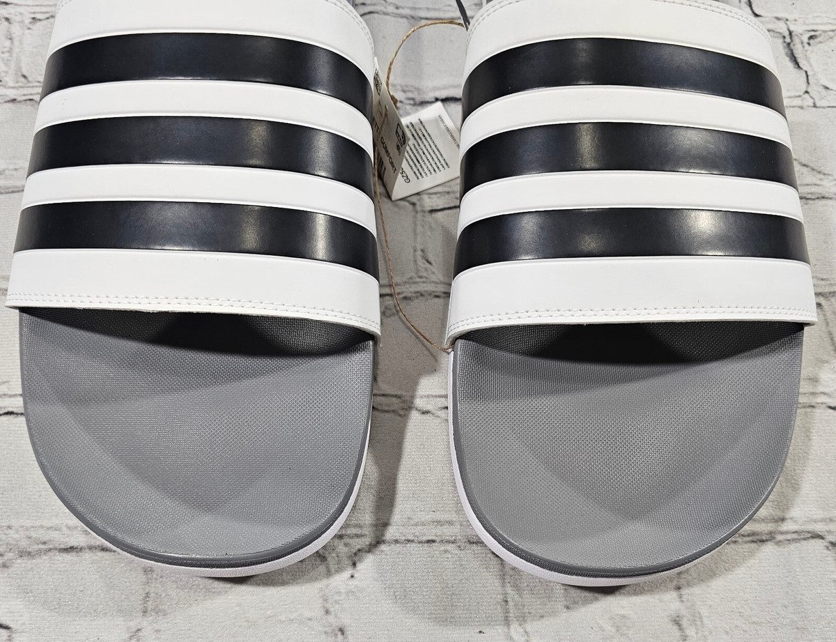 Adidas ADILETTE COMFORT Slide Sandal Shoe White Grey Black GZ5895 MENS SIZE 18 Adidas ADILETTE COMFORT Slide Sandal Shoe White Grey Black  main image 4