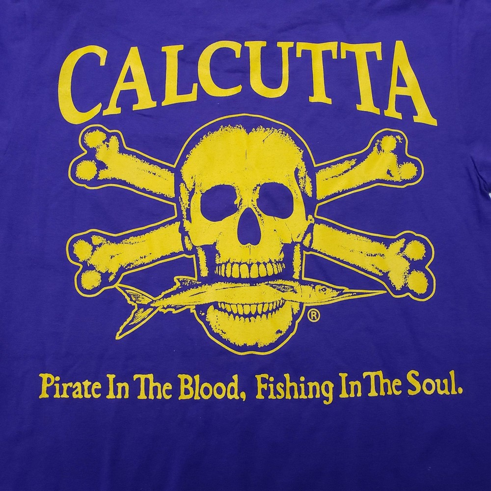 New Authentic Calcutta Short Sleeve Shirt Purple/ Yellow Original Logo Front and