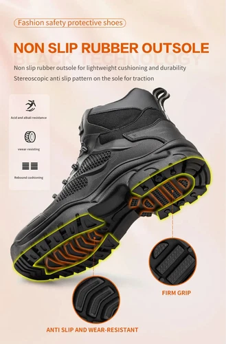 Fashion Men's Safety Shoes Rotated Button Anti-puncture Steel Toe Work Boots - Picture 20 of 24
