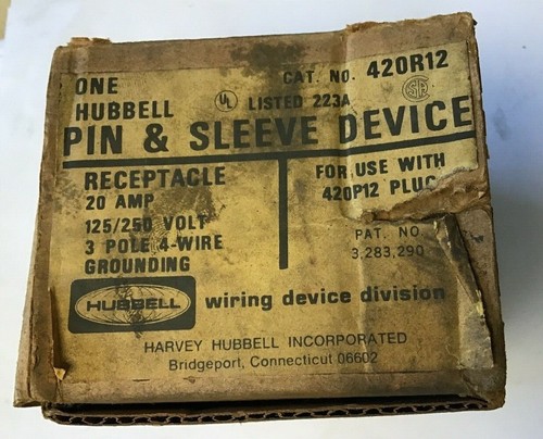 HUBBELL 420R12 PIN&SLEEVE 20AMP 125/250V 3POLE 4-WIRE - Picture 2 of 8