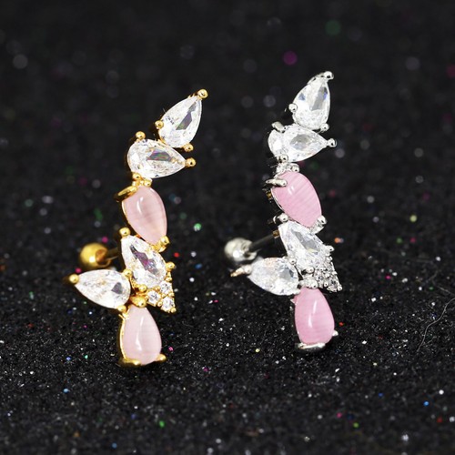 Gem Crystal Ear Cartilage Helix Ring Bar Stud Ear Cuff Climber Piercing Earring - Picture 217 of 268
