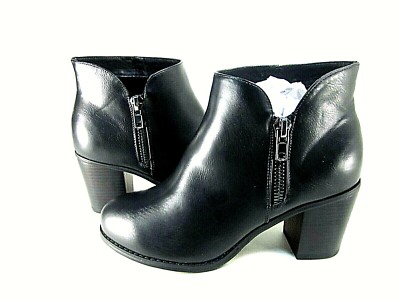 Luoika Black Ankle Zipper Low Heel Women's Boots US Size 9 M