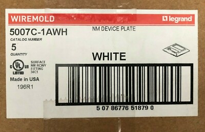 Wiremold 5007C-1AWH NM Device Plate White (Box of 5)
