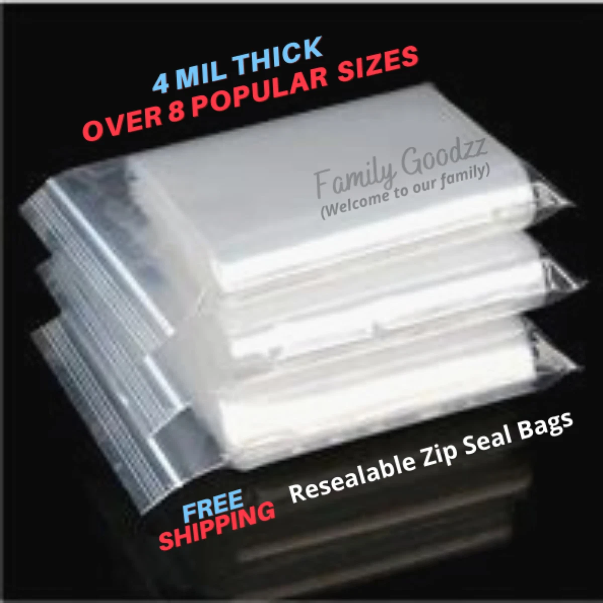 Clear 4-Mil THICK Zip Resealable Parts Bag, Top Lock Plastic Bags