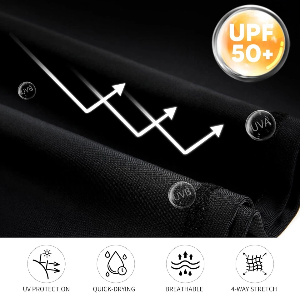 Mens UPF 50+ Sun UV Protection Compression Shirt Long Sleeve Swim Shirts Outdoor - Image 4 of 4