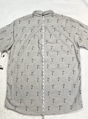 Rip Curl Gray Men's Short Sleeve Palm Tree Button Up Shirt Short Sleeve Size M - Picture 11 of 11