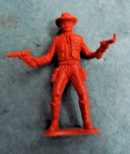 Vintage MPC brown cowboy with guns plastic figure toy
