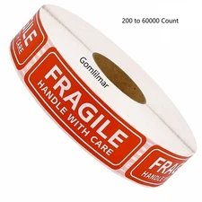 FRAGILE Stickers 1x3 Inch | Handle With Care Labels 1000 Pack | Strong Adhesive