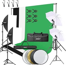 19pcs Photo Studio Photography Lighting Kit Umbrella Softbox Backdrop Stand Set
