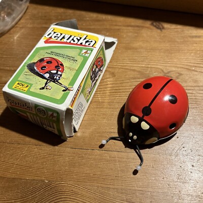 VINTAGE BERUSKA BLECH MARIENKÄFER SPIELZEUG MECHANISCH SELTEN MARIENKÄFER ROT KOVAP TSCHECHIEN