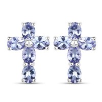 Ohrschmuck Ohrstecker Sterling Silber Rhodiniert Keuz Tansanit Violett Echtstein
