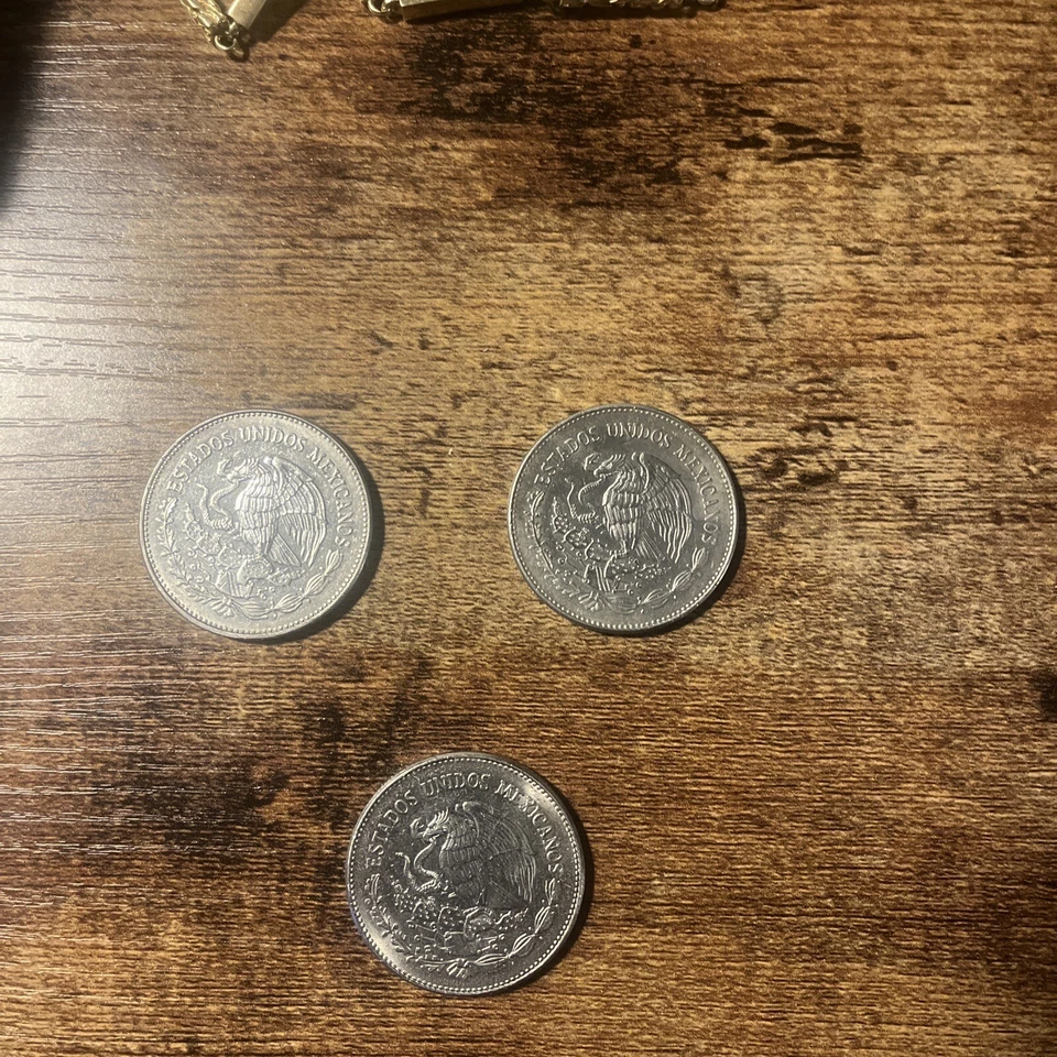50 Pesos México 1982, 1983, 1984 (3 Monedas) México Coyolxauhqui~ Juego Completo Foto 2 de 2