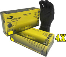4x Black Mamba Snakeskin Tough Nitrile Work Gloves L like Gator Gripz Box of 50