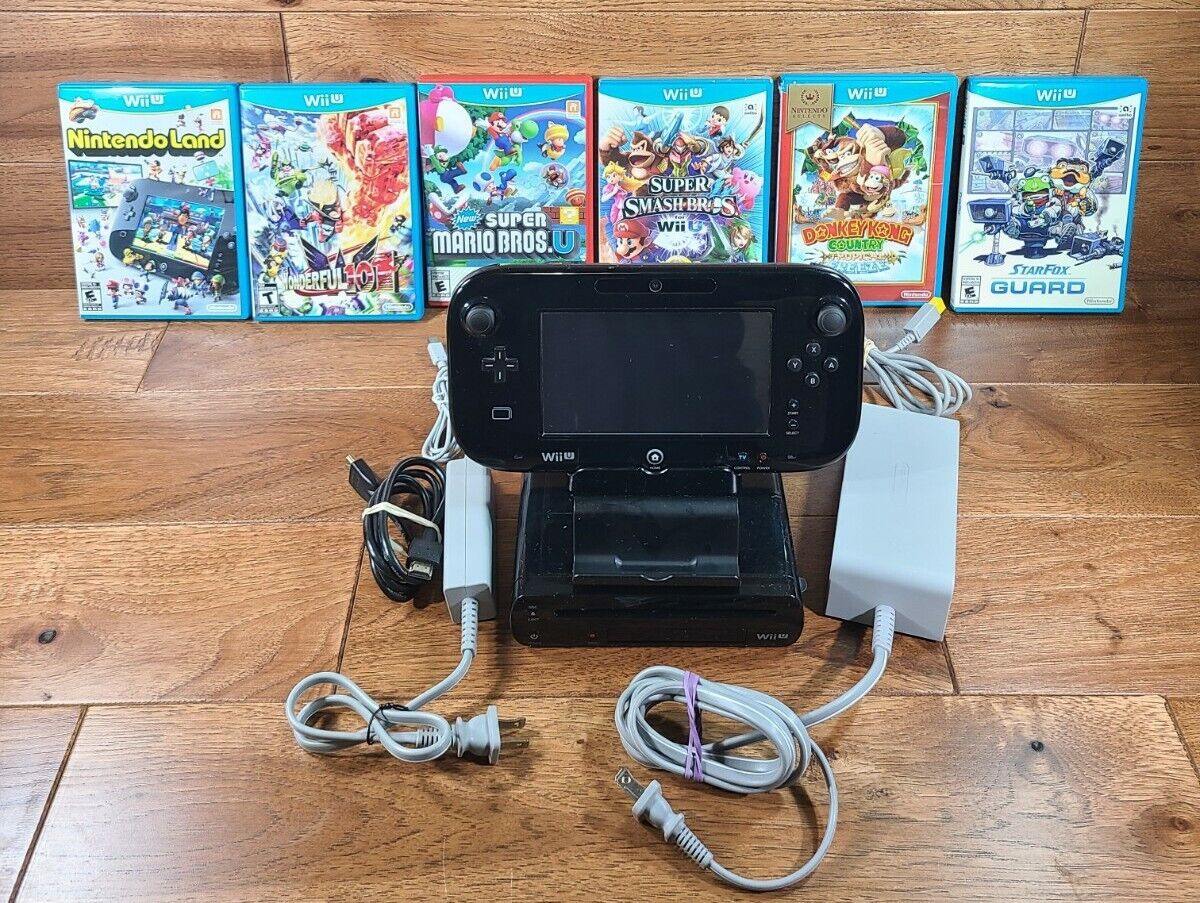 Nintendo Wii U Gaming System 32GB Console + Gamepad Complete Bundle Matte  BLACK