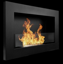 Camino bioetanolo biocamino da parete nero opaco 650x400 mm con vetro SLIM