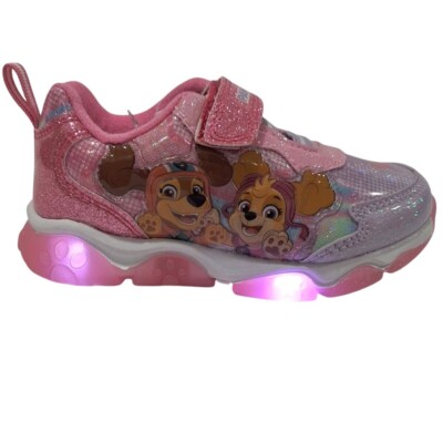 Paw Patrol Toddler Girls Light up Sneakers Size 7 Pink Slip on Lightweight Shoes