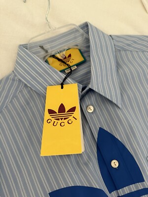 Gucci x Adidas stripe High-Low cotton shirt Sze 16+ Limited Gucci x Adidas stripe High-Low cotton shirt Sze 16+ Limited