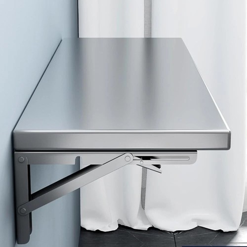 23.6" x 16" Medium Stainless Steel Folding Drop-Down Concession Wall Shelf