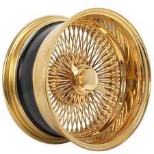 14x7 La Wire Wheels Reverse 100-spoke Straight Lace Full Gold Rims 4pcs A1