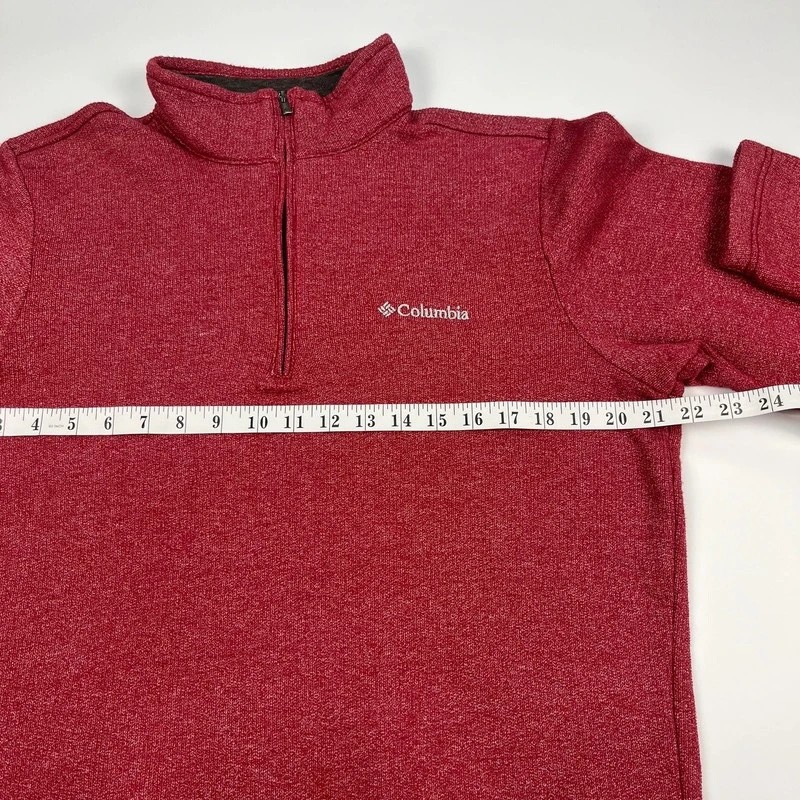 Columbia Sweatshirt 1/4 Zip Fleece Jumper Mens Small Red Thermal Pullover image 8