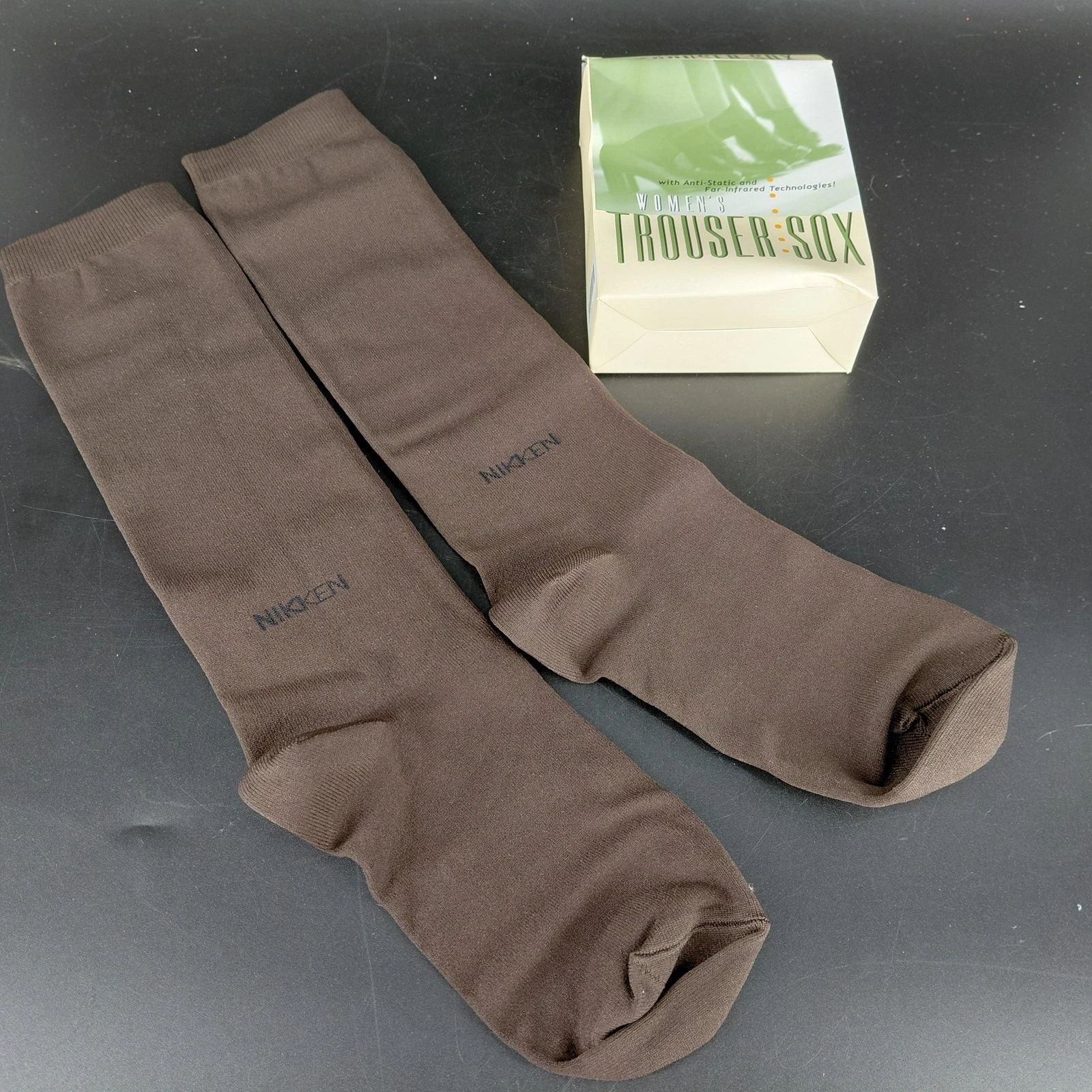 Vintage Nikken Thermowear Trouser Sox Womens 5-9 Brown Thermal Dress Socks NEW
