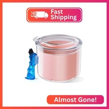 Denture Bath Cup with Cleaning Brush, Large Soaking Container with Strainer Bask