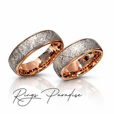 Rose Gold Meteorite Wedding Band  Tungsten Carbide Ring   4mm 6mm 7mm 8mm