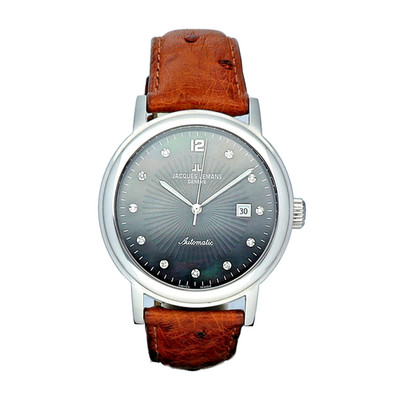 Jacques Lemans Grande Classique 42 mm Steel Tahitian MOP Diamond Dial Auto Watch