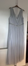 Monsoon Ice Blue Sequin Waist Evening Dress & Matching Sequin Jacket Size 22/24