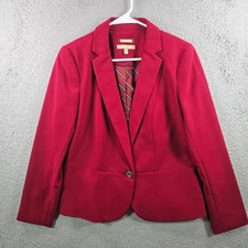 Talbots Suit Blazer Jacket Women Size 10 One-Button Italy Maroon Red