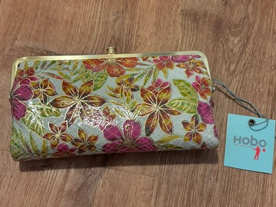 #ad NWT Hobo International Lauren COP Brown Floral Metallic Double Kisslock Wallet