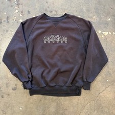 Vintage Adidas Soccer Sweatshirt Mens Faded Black Embroidered Crewneck 90s