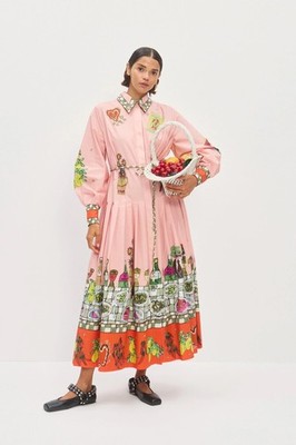 Alemais Linen light pink bottle and jar patterned shirt dress women  6.8.10.12 | eBay
