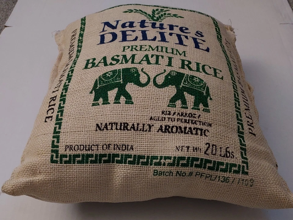 Nature's Delite Basmati Rice Burlap Poly-Fiber Pillow Upcycle Zip Closure - Image 4 of 4