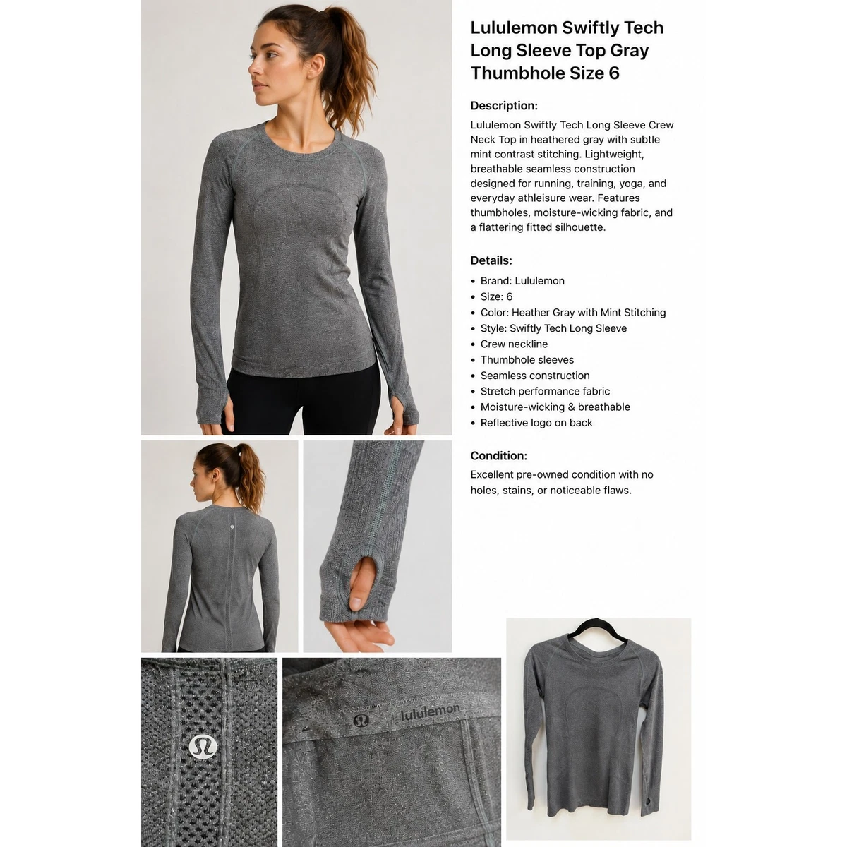 Lululemon Swiftly Tech Long Sleeve Women's Activewear for sale - eBay