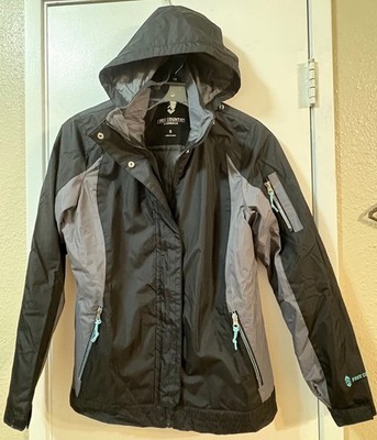 FREE COUNTRY Soft Shell Parka Jacket Ski Snowboard Black Gray Zippers Women's S