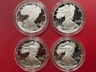 4 - 1986 S American Eagle One Ounce Proof DCAM Silver Coins w/COA Box &Clamshell