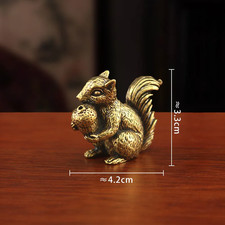 Antique Squirrel Ornament Solid Copper Statue Figurines Brass Squirrels Nuts Tea