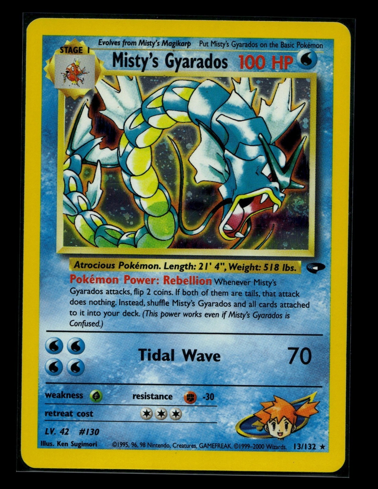 Misty's Gyarados 13/132 Holo Rare Gym Challenge Pokemon NM fast ship👁️📍👁️