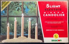 Vtg Christmas 5 Light Candolier Electric Window in ORIGINAL Box by BEACON (B)