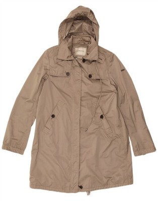 Geox Respira Womens Hooded Parka Jacket UK 10 Small  Beige Polyester AA01