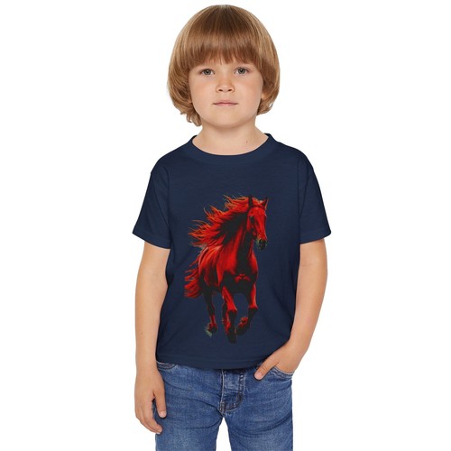 Cotton RED Horse Lover for Gift Toddler T-shirt kids girl boy present Size 2-6T - Picture 2 of 17