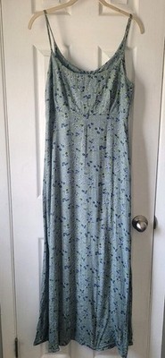 Vintage 90s Rabbit Ditsy Floral Rayon Grunge Maxi Sundress Sz 10 USA