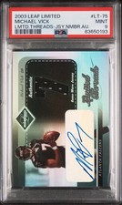 PSA 9 MICHAEL VICK 2003 Leaf Limited Threads JERSEY NUMBER AUTO #’d /7